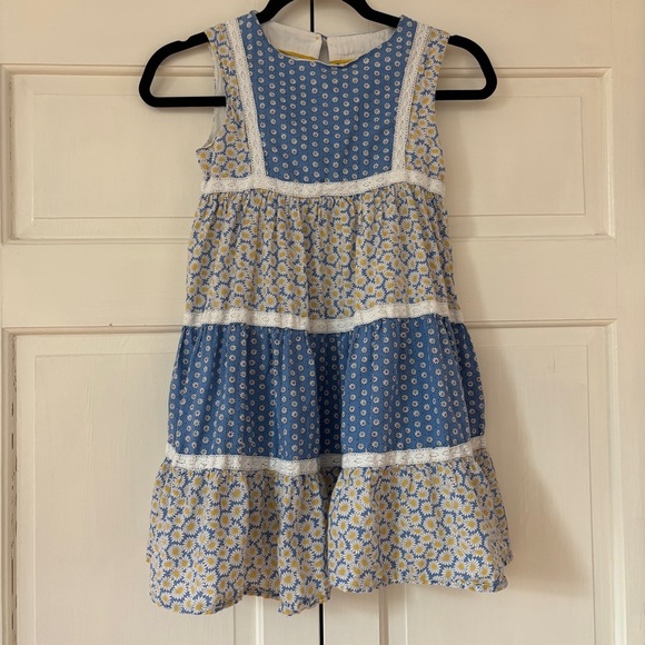 Mini Boden Floaty Hotchpotch Patchwork Floral Blue Dress Size Large 9-10 Years - Picture 3 of 15